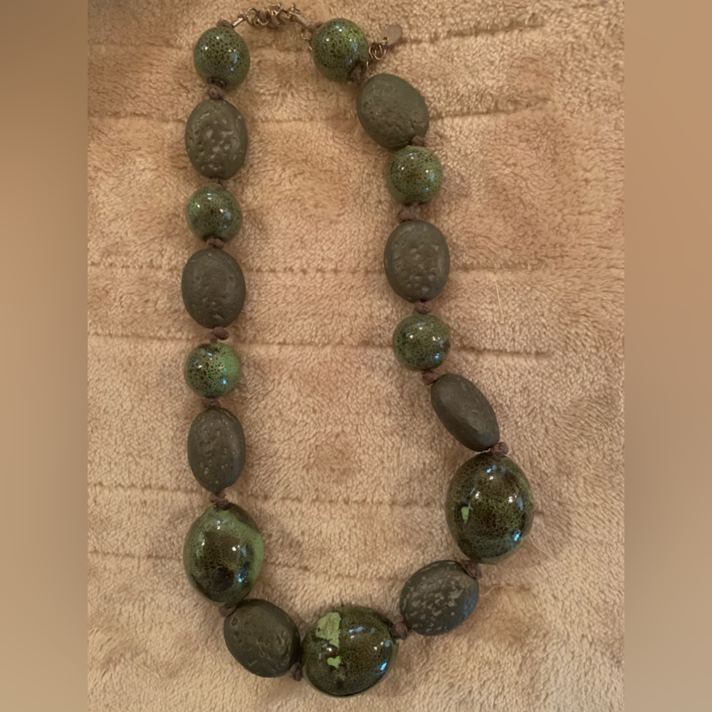 Green bead necklace